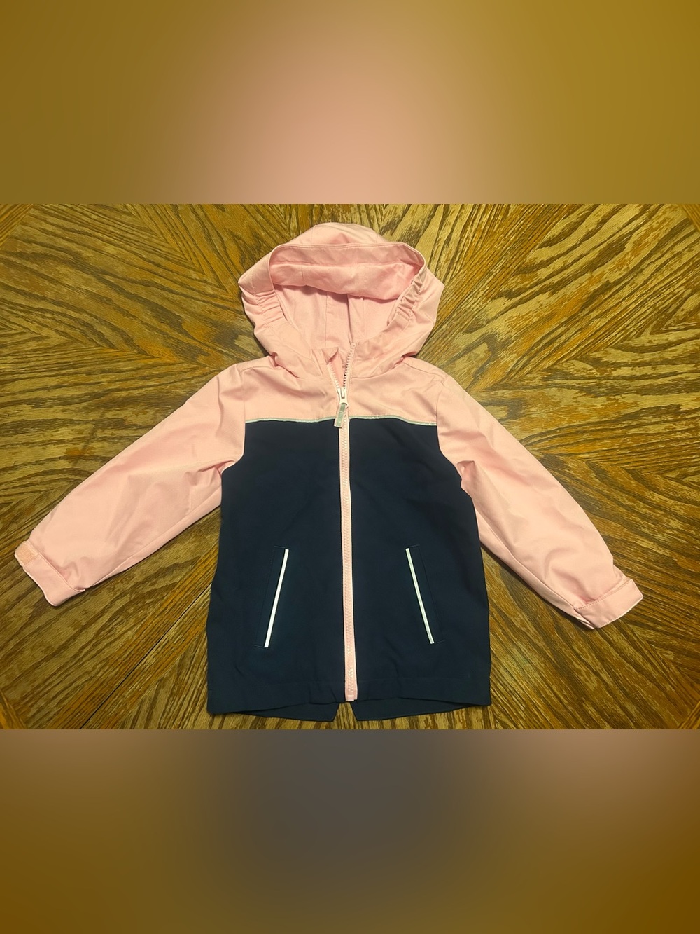 Swiss Tech Girls Pink & Navy Colorblock Hooded Lightweight Jacket - Size 3T